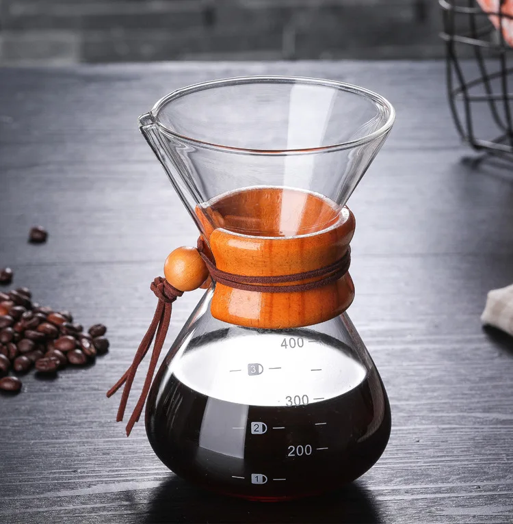 Classic Glass Espresso Coffee Maker Chemex Style Pour Over Coffeemaker