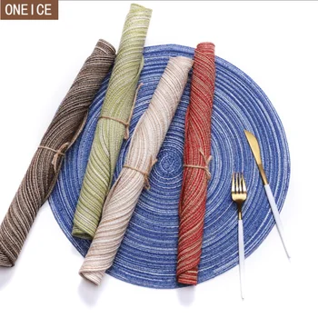 

5 piece napkin pad Hand-woven round cotton material heat insulation non-slip easy to clean activity party hotel household items