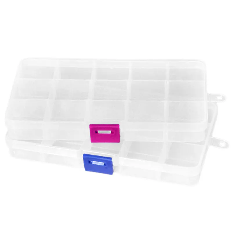 

Fishing Tackle Box Bait Lure Hooks Box Bait Storage Case 15 Compartment Fishing Tool Sorting Box for Pesca Transparent Box
