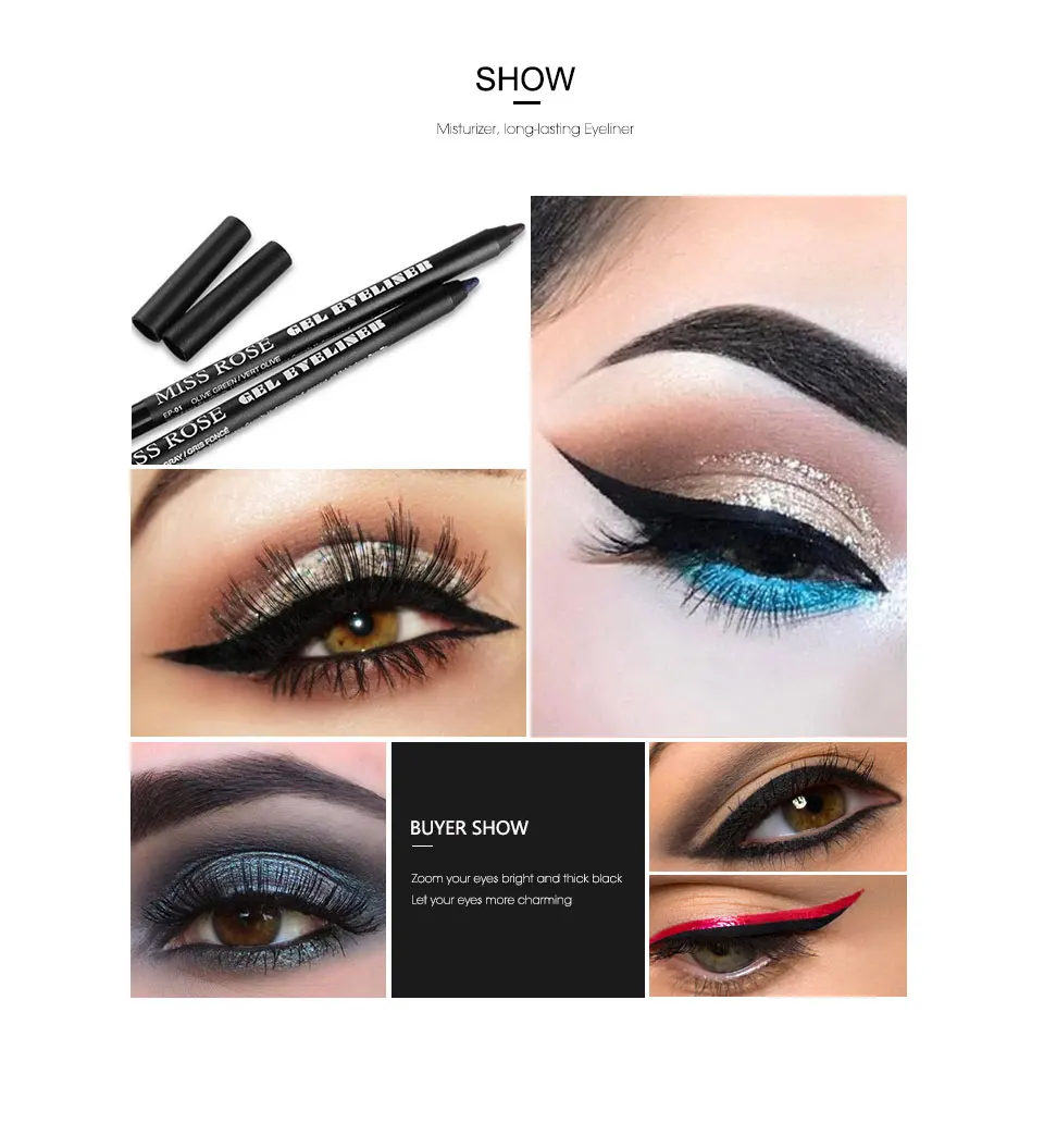 Preto à Prova Água de Longa Miss Rose Marca Quente Lápis Delineador d' Duração Quick Dry Eye Liner Natural 5 Beleza e saúde