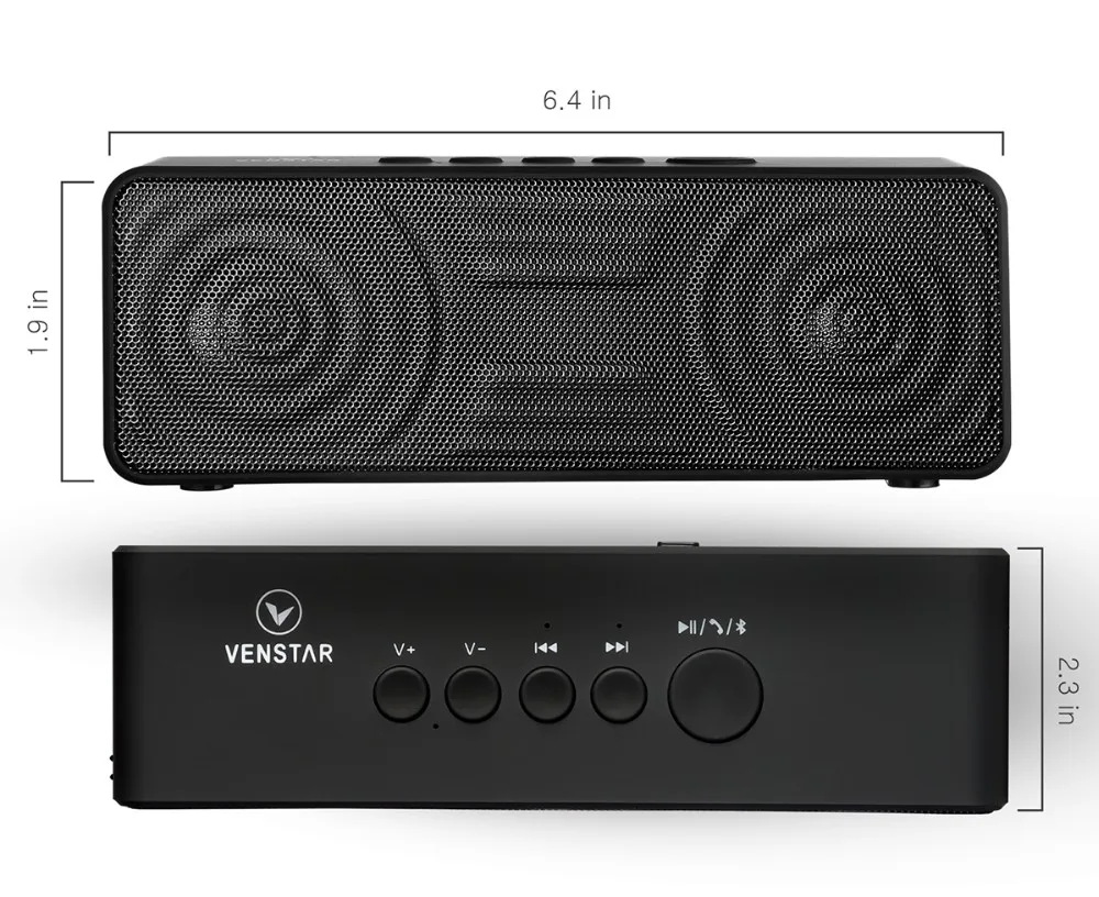 VENSTAR S207 Мини Bluetooth беспроводной динамик Встроенный 10 Вт Мощный сабвуфер 2800 мАч литиевая батарея с микрофоном и AUX