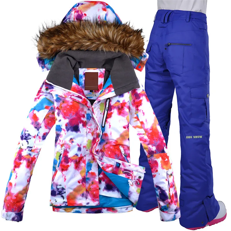 Gsou Snow Ski Suit Women Sets Windproof Breathable Waterproof