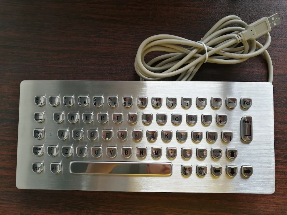 Гуманная металлическая клавиатура с u-образными клавишами, аналогичная промышленная клавиатура из нержавеющей стали с USB/PS2