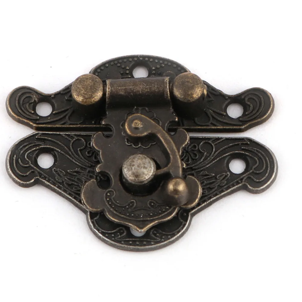 

UXCELL 5 Sets 6 Holes 3mm/0.1'' Dia Home Metal Case Lock Mini Carved Jewelry Retro Style Box Latch Hinge Bronze Tone