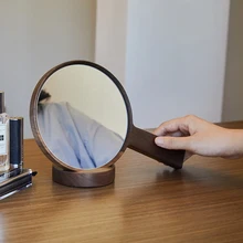 Зеркало для макияжа, деревянные аксессуары для ванной комнаты, автономное настольное украшение, зеркало с высокой четкостью, стоящий комод для макияжа, зеркало