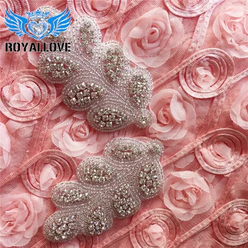 

(50pieces) Sewing On Hot Fix Sliver Wholesale Iron On Bridal Headbands or Sash Rhinestone Crystal Appliques for Wedding Dresses