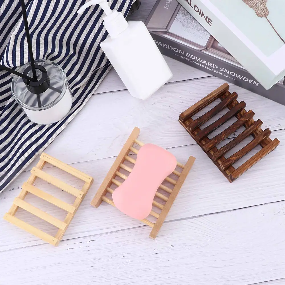 

1Pc Soap Dish Tray Holder Wooden Kitchen Bathroom Shower Sponge Holder Container Shelf Storage Rack Plate Box Container for Bath