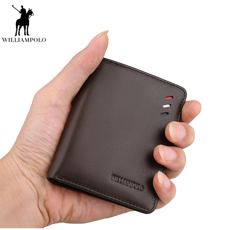 

Williampolo Men Slim Wallet Ultrathin wallet Leather Genuine Leather Pouch Male Design Cowhide Purse carteira masculina PL250