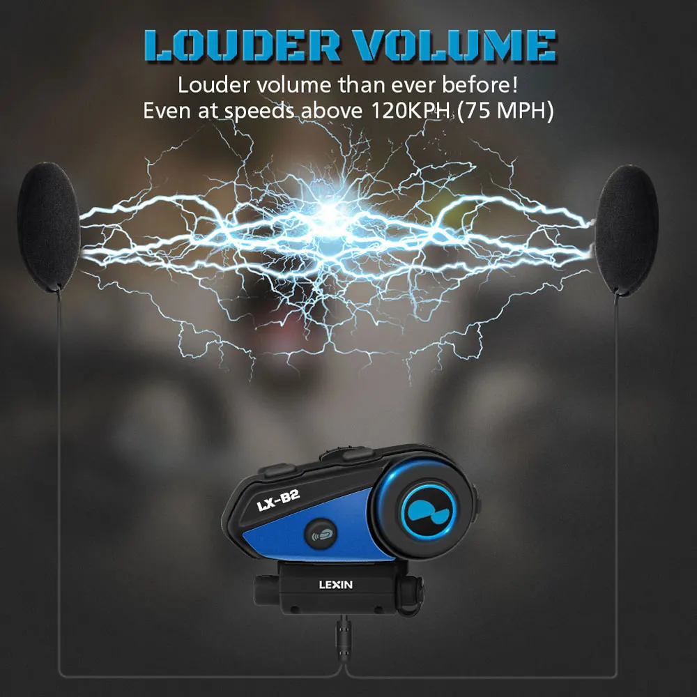 LEXIN-B2 Motorcycle Bluetooth Helmet Headsets Intercom BT Wireless Interphone