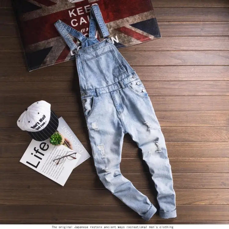 Womens Ripped Jeans Overall Jumpsuit Skinny Stretch Distressed Fashion Long Rompers 