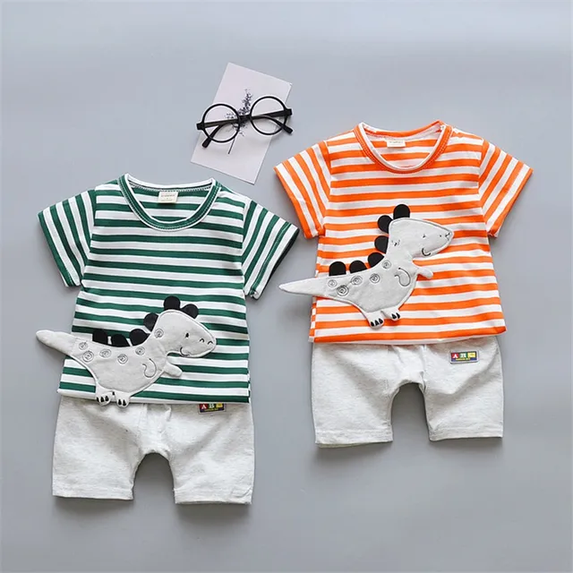 Newborn Cartoon Striped Clothes Suit for Baby Boys 2Pcs 3