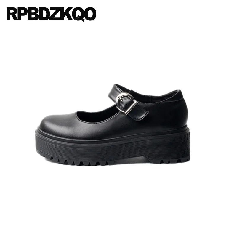 

Creepers Platform Shoes Chinese Women Black 5 White Ladies Mary Jane Japanese School Elevator Round Toe Brown Muffin Thick Sole