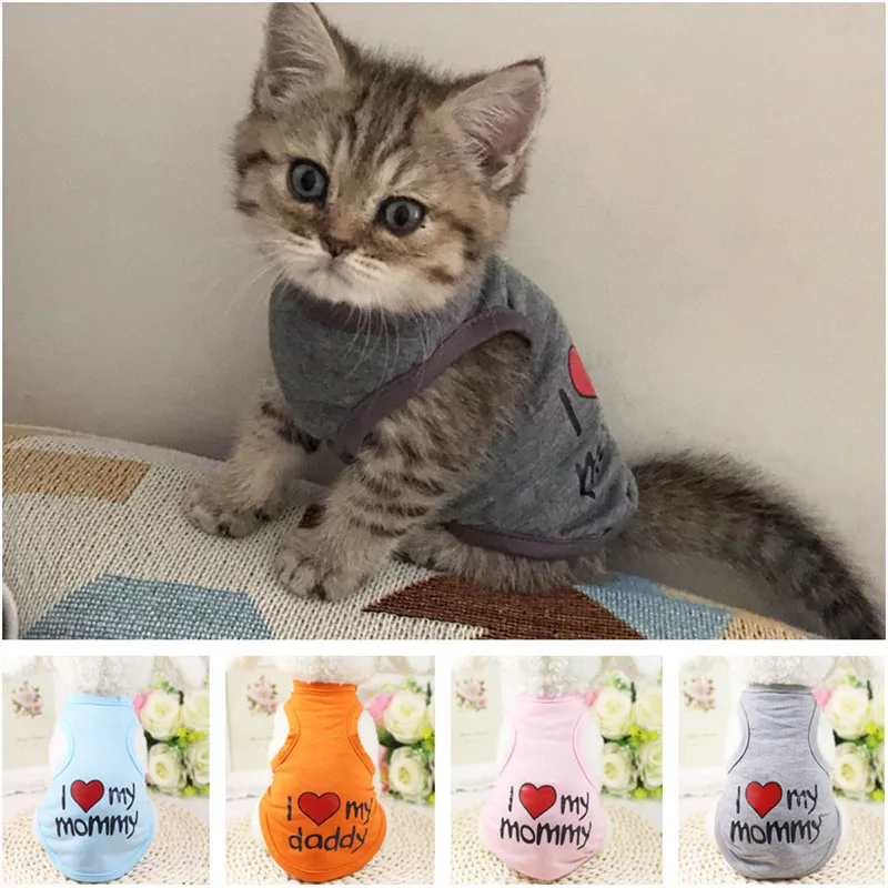 Одежда для домашних животных с принтом I Love Mommy футболки собак и кошек летняя