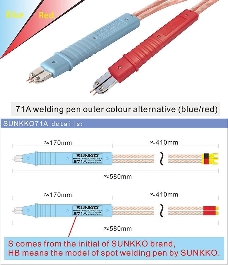 SUNKKO HB-71A Батарея точечной сварки ручки использовать для полимерный аккумулятор сварки для s709a точечной сварки машина, 5 пар Малый soder pin