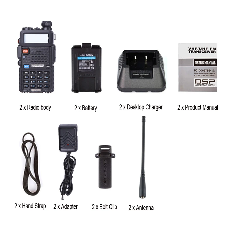 2 шт. рация Портативная радиостанция TD-UV5R Двухдиапазонная двухсторонняя радио Портативная радиостанция связная радиостанция Walki