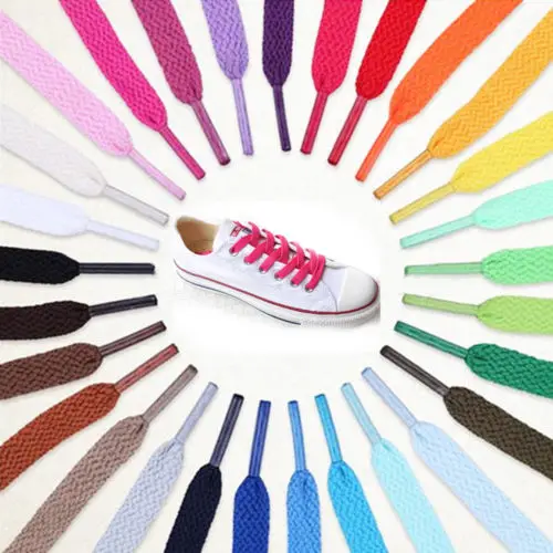 8 мм плоские шнурки оптом купить 500 пар Цветные шнурки Детские кроссовки парусиновая обувь бегун кроссовки шнурки