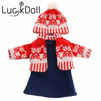 

New High Quality Pop Doll Red Sweater Dress 3 Piece Fits 18-Inch Doll, Children's Best Birthday Gift (With Hat)