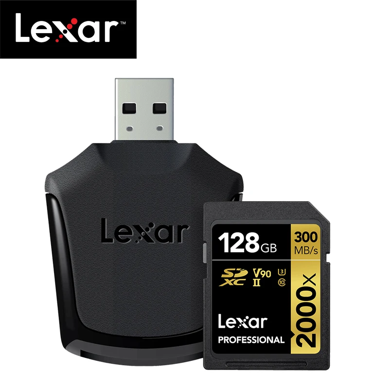 Оригинальная флеш-карта Lexar 300 МБ/с./с, 64 ГБ памяти, sd-карта, 32 ГБ, 128 ГБ, 2000x, SDXC, UHS-II, U3, высокая скорость, карта для 3D 4K цифровой DSLR камеры