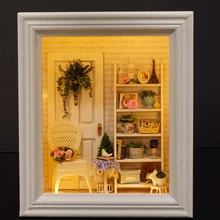 Кукольный домик ручной работы, миниатюрный каркас со светодиодной фурнитурой, Diy деревянный кукольный домик, миниатюрные игрушки для детей, подарки на день рождения