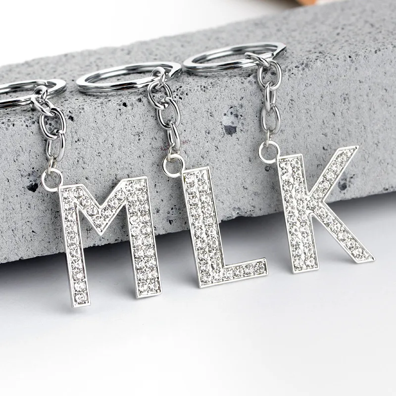 

BYCOBECY Key Holder Case for Key Creative Jewelry 26 English Alphabet Diamond Keychain Trend Accessories Key Holder Wallet