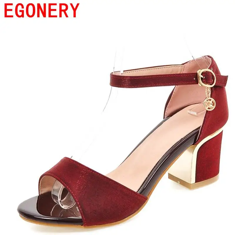 egonery office ladies sandals cover heel solid shoes 3 color women sandals summer 2018 new come high heels career shoes 34-39CN