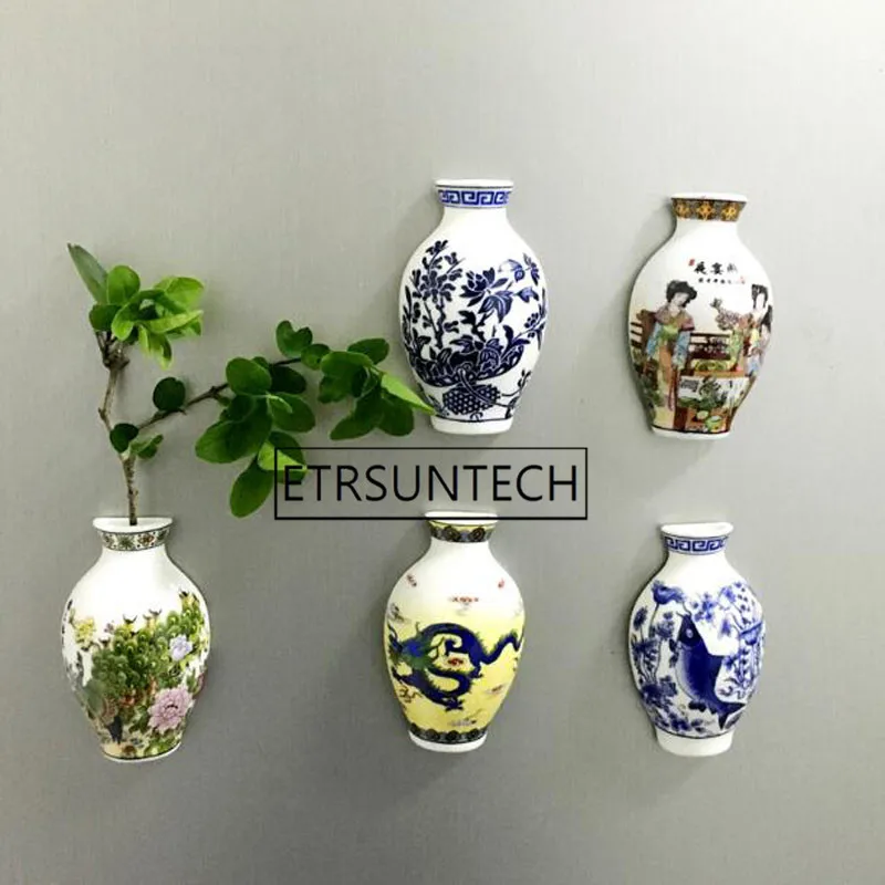 120pcs Chinese Ceramic Flower Vase Shape Fridge Magnets Use on Whiteboard Blackboard Kids Gifts Home Decoration