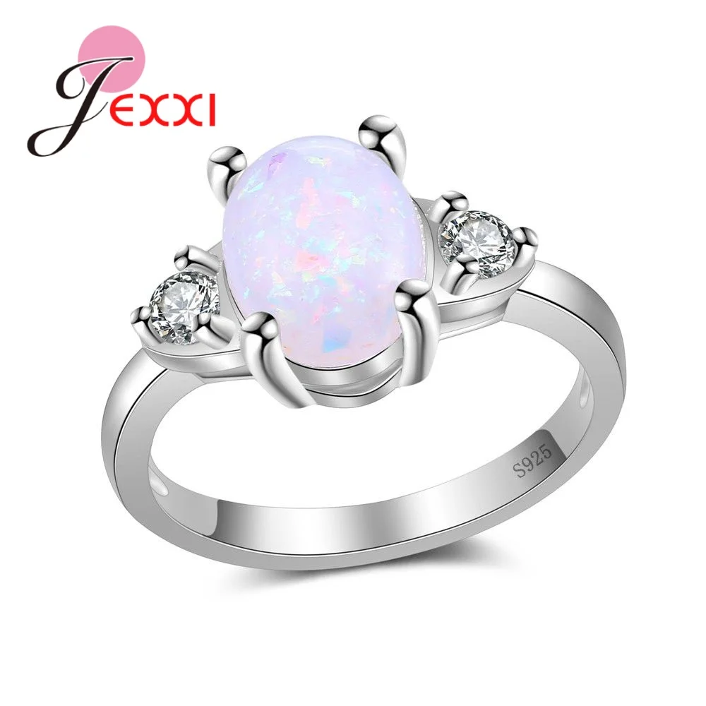 Hot Sale Women Female Party Wedding Jewelry 925 Sterling Silver Geometric Ring With Big Oval Opal Wholesale | Украшения и
