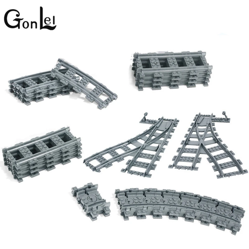 

GonLeI City Trains Train Flexible Track Rail Crossing Straight Curved Rails Building Blocks Bricks Kids Toys Christmas Legoingly