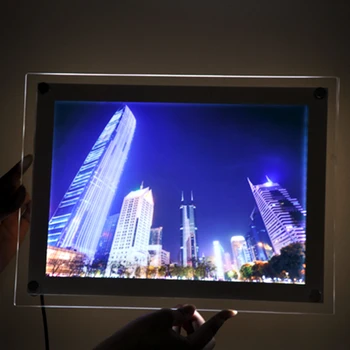 

Wholesale price 20pcs ultra thin acrylic pictures framed wall mounted a4 crystal photo lightbox with led lighting