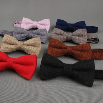 

100% Wool High Quality Men's Casual Solid Bowties Romantic Wedding Groom Wine Red Bow Tie for Men Pack with Luxury Gift Box