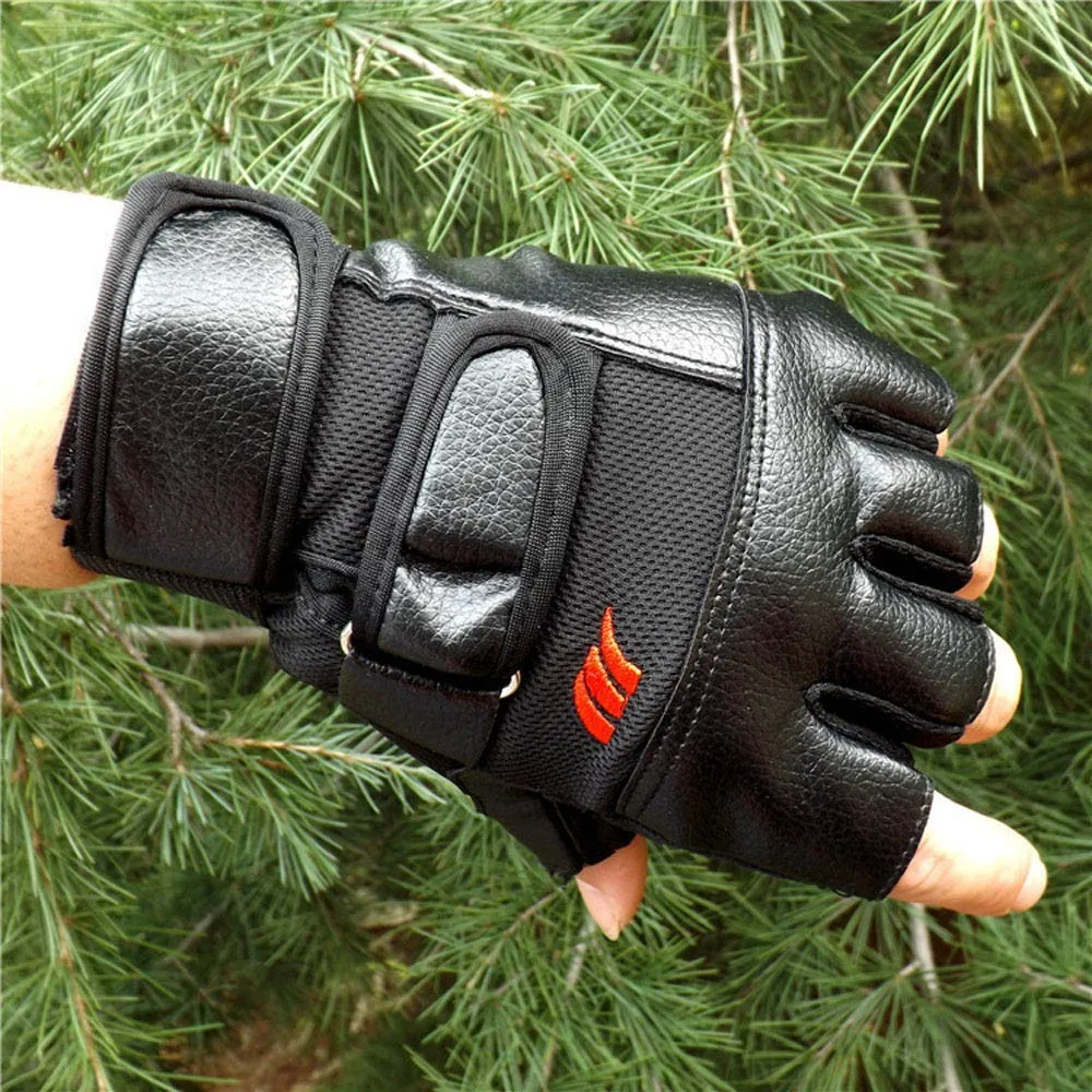 2019 женские перчатки митенки Новый 1 пара для Мужчин Тренировки Спорт Фитнес Половина Finger зимние теплые PU Leathermar 14
