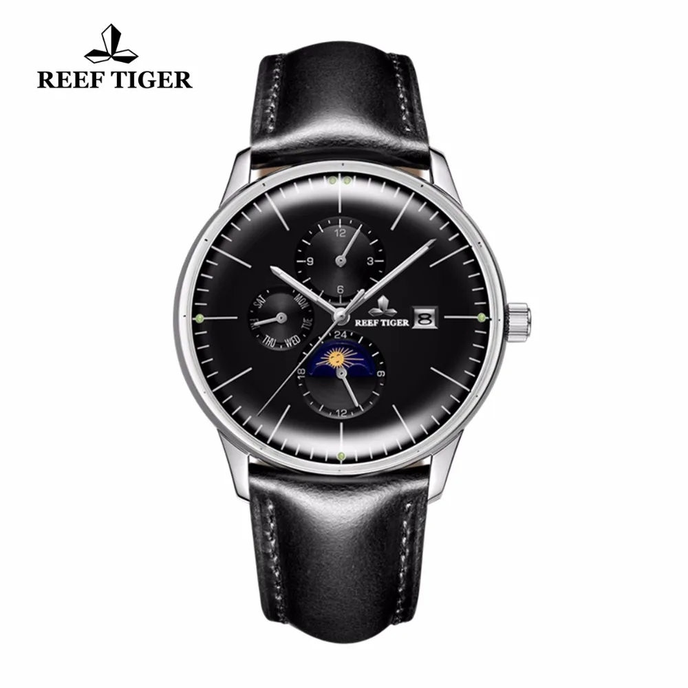 Reef Tiger/RT Mens Fashion Watches Luminous Automatic Watches Date Day Genuine Leather Strap Steel Casual Watches RGA1653 Reef Tiger/RT Mens Fashion Watches Luminous Automatic Watches Date Day Genuine Leather Strap Steel Casual Watches RGA1653