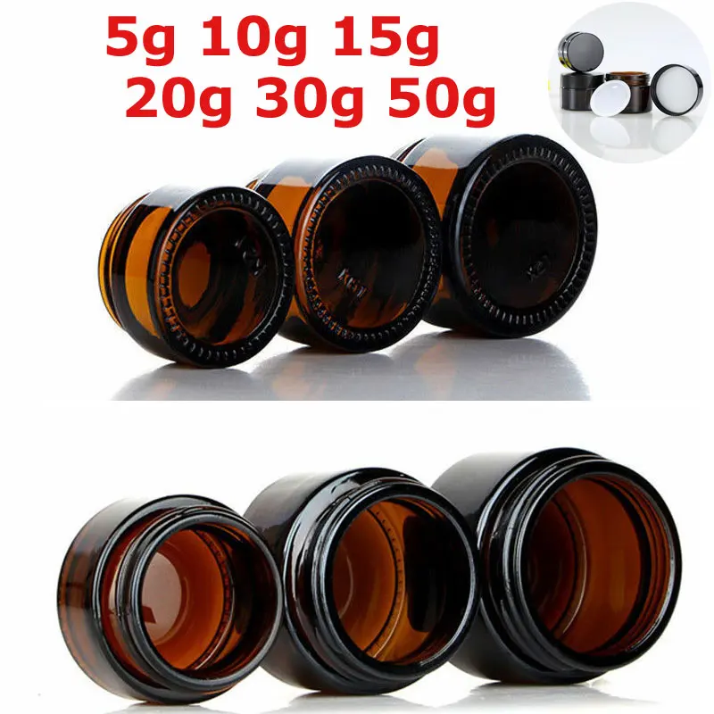 5 قطعة X 5g-50g العنبر وعاء من الزجاج زجاجات الجرار البني الأواني لمستحضرات التجميل كريم وجه الشفاه بلسم عينة تخزين المنزل استخدام مع طوقا 5 قطعة X 5g-50g العنبر وعاء من الزجاج زجاجات الجرار البني الأواني لمستحضرات التجميل كريم وجه الشفاه بلسم عينة تخزين المنزل استخدام مع طوقا