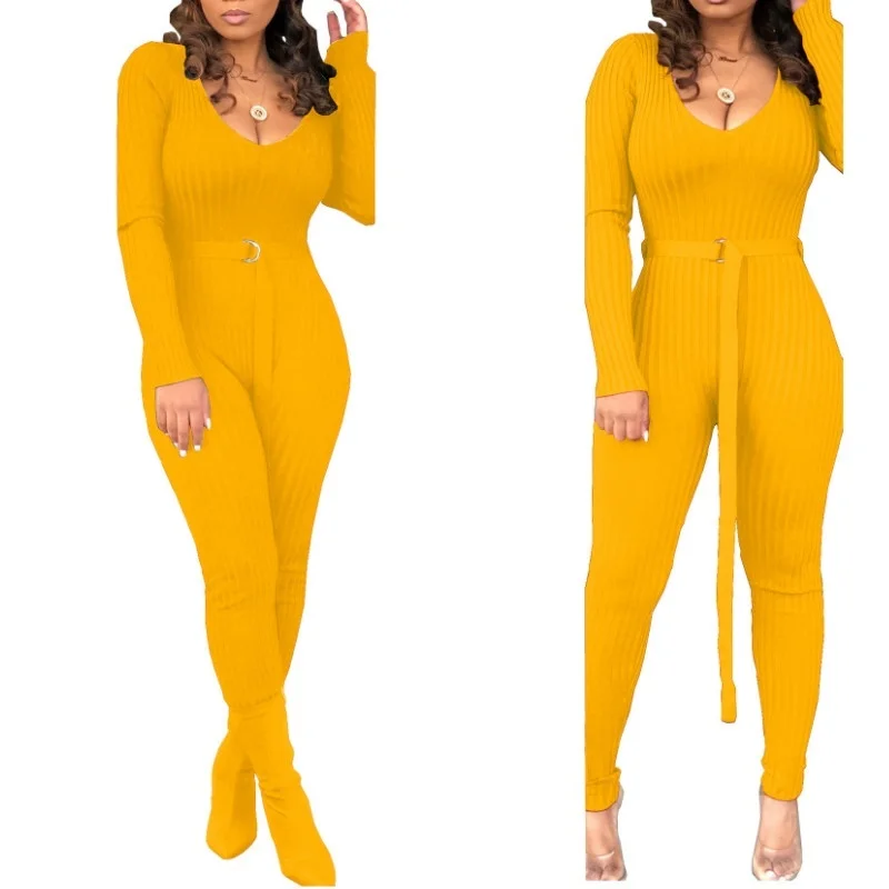 4 Colors Women's Fashion Deep V Neck Soild Color Cotton Sexy Threaded Pitted Jumpsuit 2 Wearing Methods Velvet Jumpsuit S-2XL 4 Colors Women's Fashion Deep V Neck Soild Color Cotton Sexy Threaded Pitted Jumpsuit 2 Wearing Methods Velvet Jumpsuit S-2XL