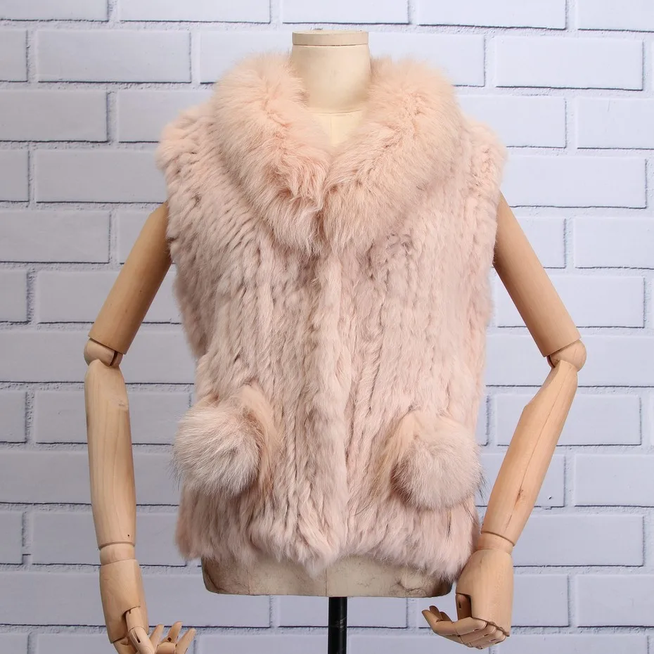 ZDFURS * 2018 NEW Classical Knitted Rabbit Fur Vest Gilet with fox fur ...