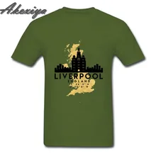 Nuevo Liverpool Inglaterra Mapa del horizonte arte camiseta hombres Hipster básico Casual impresionante camiseta juvenil moda Vintage camiseta Homme camisetas