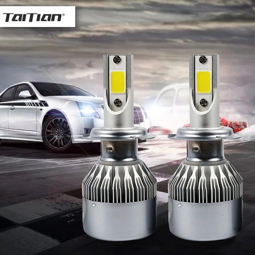 

Taitian 2Pcs COB 72W 8000LM 6500K light ice H4 led auto super white H7 car fog light H11 H1 led 12V 9005 9006 24V Truck Bulbs
