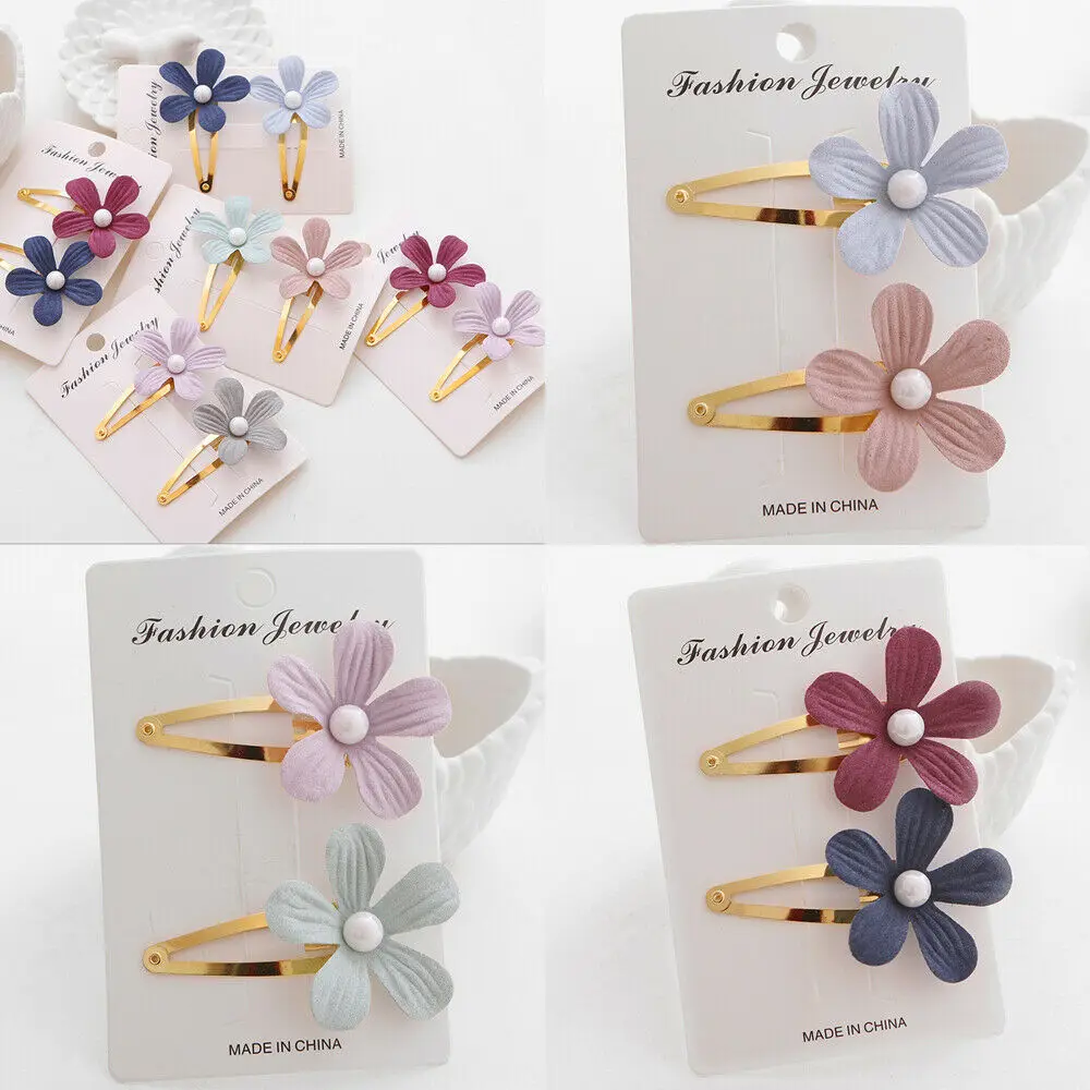 

Fashion Girls Pearl Flower Hair Clip Accessories Barrette Hawaiian Wedding Party 2pcs/Sets