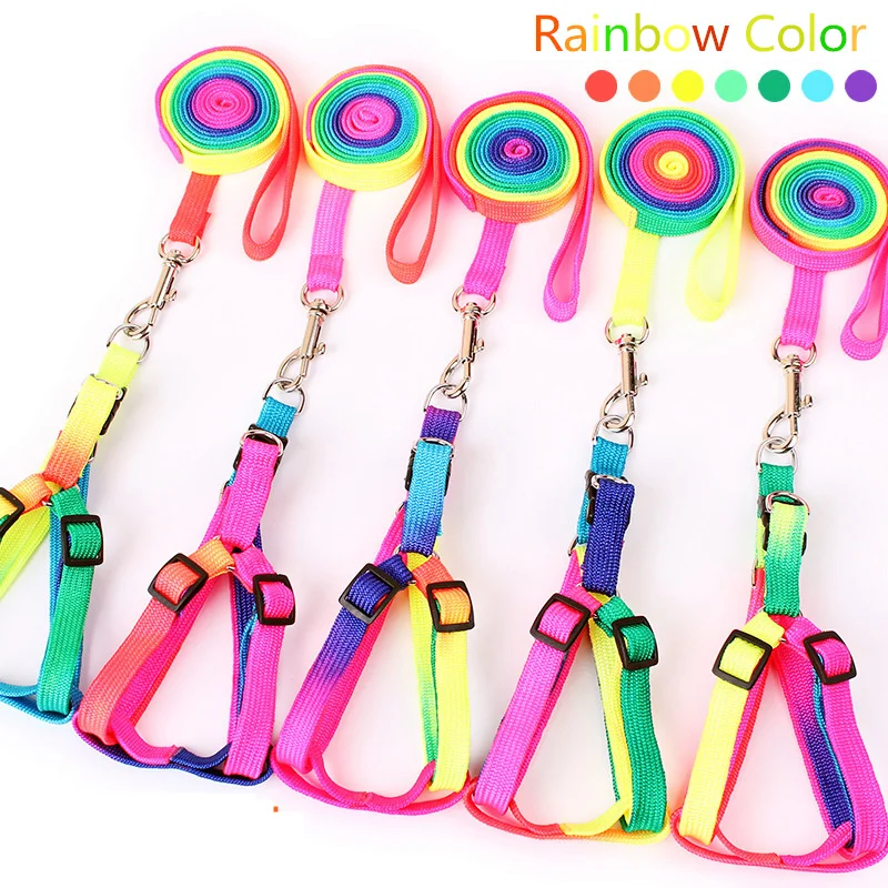 

Adjustable Small Pet Dog Leash Harness Nylon Colorful Puppy Lead Leashes Walk Out Hand Strap Vest Collar For Dog Cat Rabbit