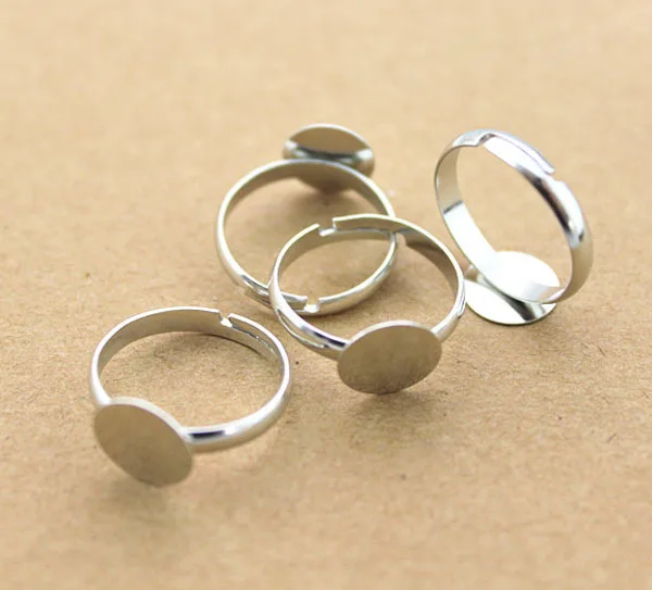 

70pcs Glue Pad 8mm Diy Silver -Plated Ring Base Anillo Adjustable Ring Blanks Glue On Rings Findings Material For Handmade
