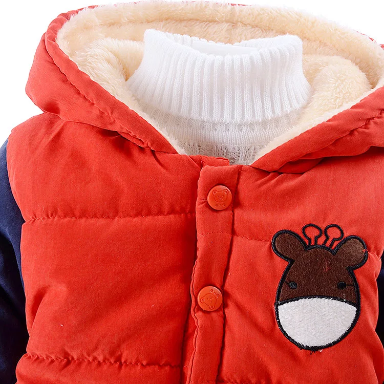 Baby Cute Beer Winter Down Clothing Set Boy Girl Hooded Jacket Coat Pants Popular Clothes Red Blue Orange Size 2 3 4 Years Old (19)