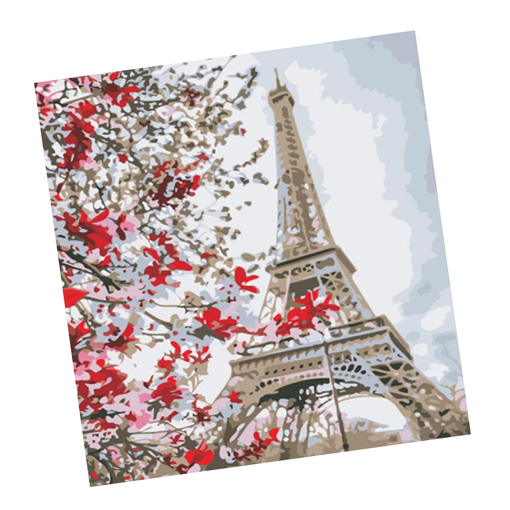 DIY Eiffel Tower Paint By Number Kit Oil Painting On Canvas Art Home Decoration