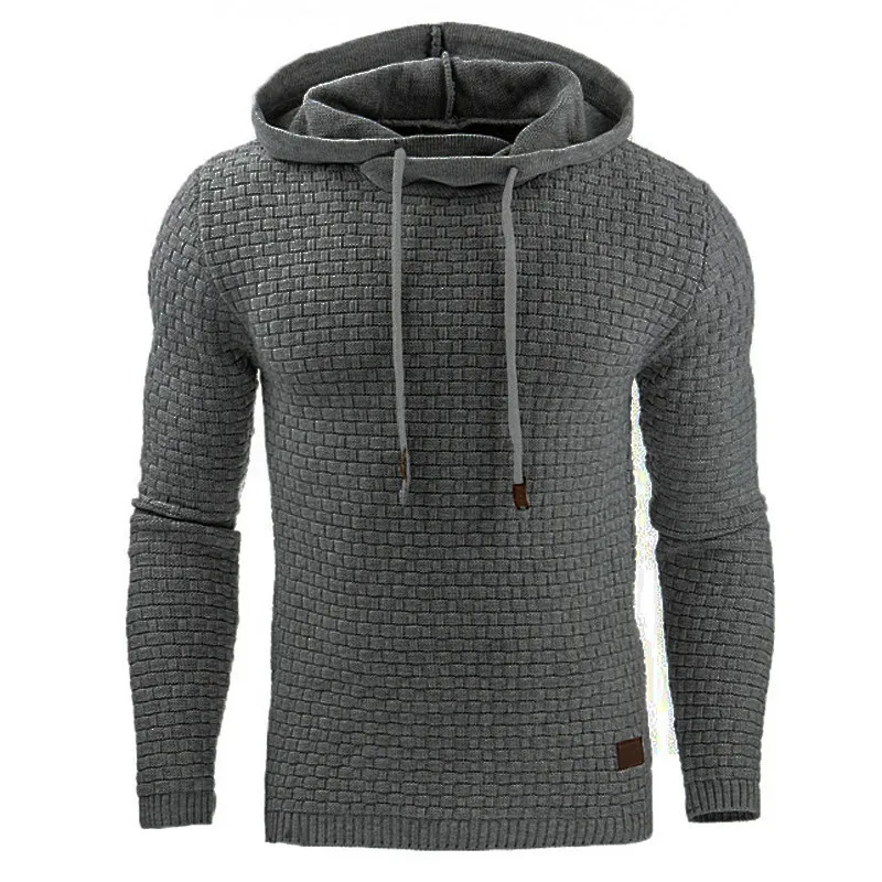 

Plus Size Casual Hoodies Men Plaid Jacquard Tracksuits Fashion Military Hooded Sweatshirts Long Sleeve Autumn Winter Pullovers