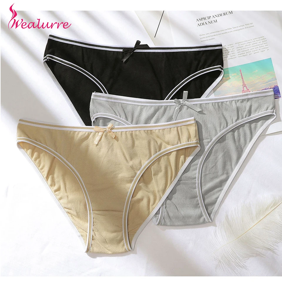 Wealurre 6 Colors Ladies Woman Underwear Cotton Panties Women Low Waist Brief Plus Size Sexy Solid Spandex Underwear Intimate