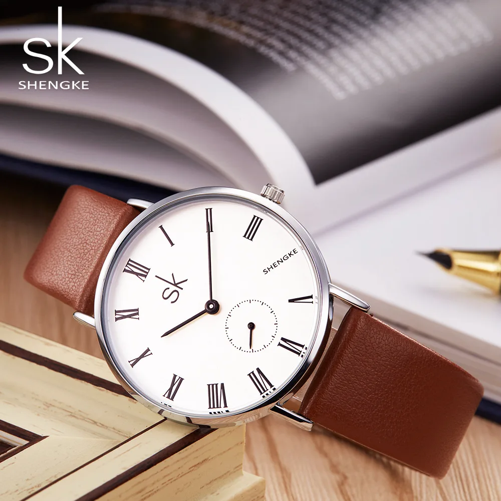 Часы наручные Shengke женские кварцевые с кожаным ремешком 2019|gift gifts|gift womengifts watch |