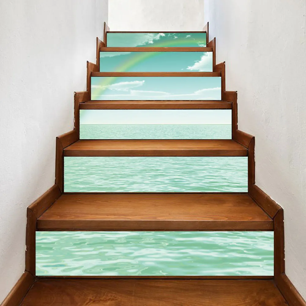 

6Pcs/Set DIY 3D Stairway Stickers Sea Rainbow Stairs Stickers Fall Floor Wall Decor Decals Sticker Living Room Decoration