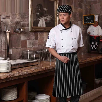 

(10 sets-Hat&Shirt&Apron)chef jacket white style cook wear baker work clothes long apron beret hat ship by