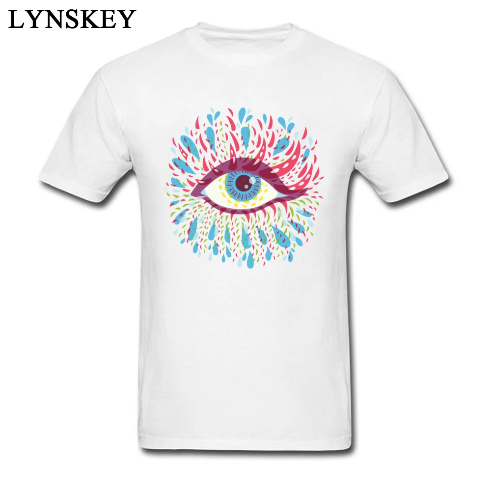 T Shirt Design Short Sleeve Brand Crewneck 100% Cotton Tops Tees Design Summer Blue Psychedelic Eye Tee Shirts for Male Blue Psychedelic Eye white