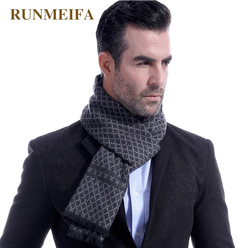 

RUNMEIFA New Fashion Simulated Cashmere Scarves For Men Winter Warm Acrylic Scarf Delicate Knitting Scarves For Men's Foulards