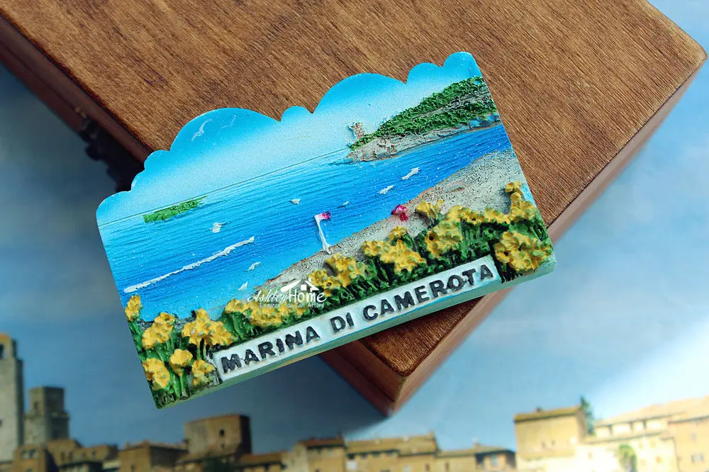 Италианский городок Марина Di Camerota туристический дорожный сувенир 3D магнит на